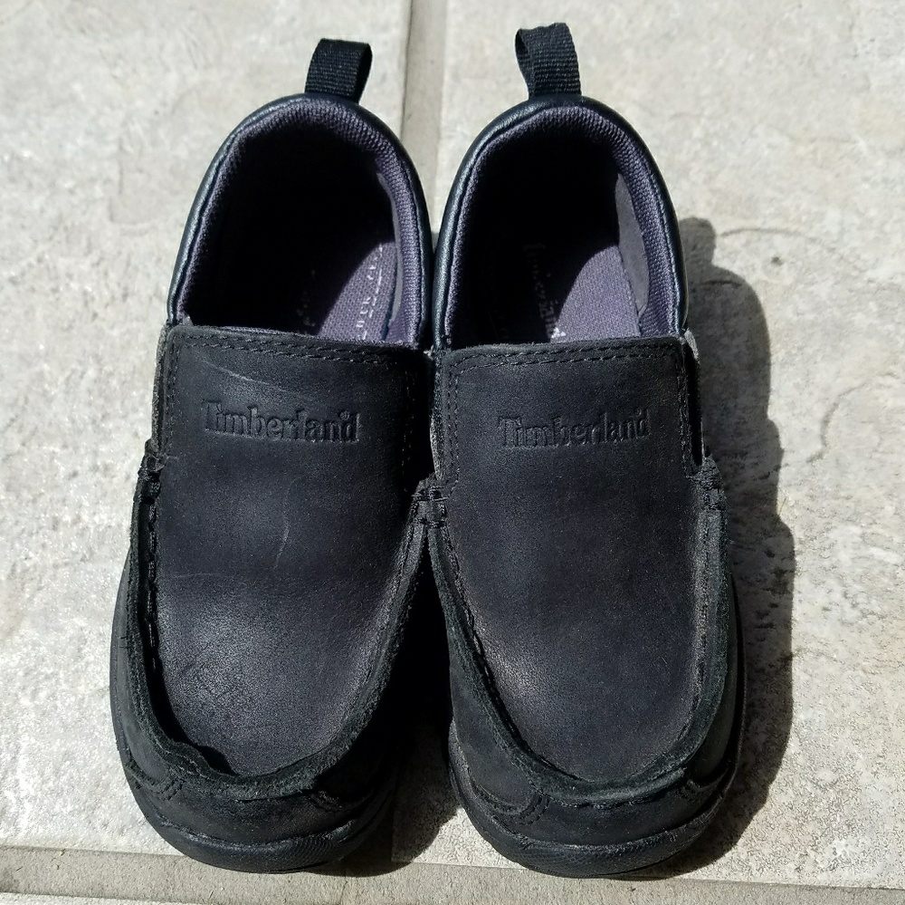 Timberland boys black leather dress shoes
